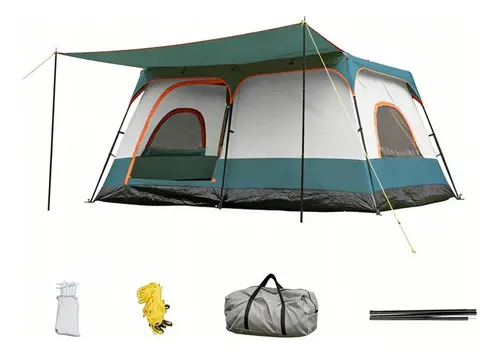 Barraca Camping Grande Varanda Para 8-10 Pessoas 420*305*200 Verde ...