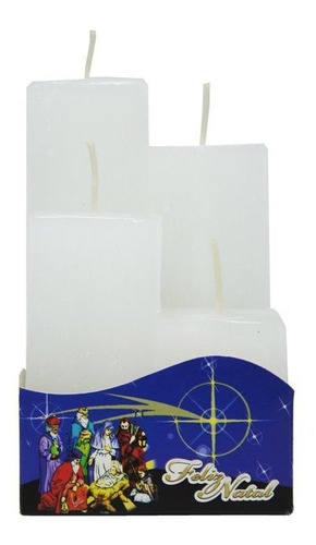 Imagem 2 de 2 de Kit 4 Velas Aromáticas Natal Quadradas Advento - Brancas
