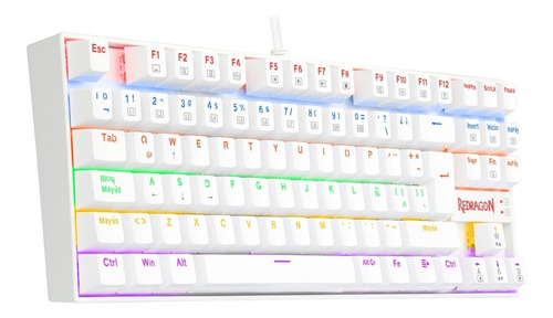 Imagen 5 de 9 de Teclado Gamer Redragon Kumara K552 Rainbow Blanco Red Sp F