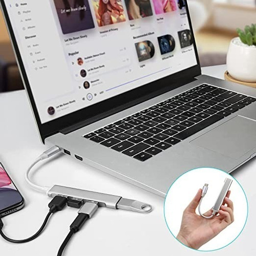4 Puertos Hub Usb 3.0 Tipo C Win 7/8/10 Xp Linux Osx Laptop