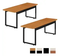Comprar Kit 2 Bancos Pes Metal Para Vestiário Academia Refeitório Acabamento Da Estrutura Preto Cor Freijó