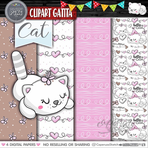 Pack Imágenes Hd Clipart Tierna Gata Gatita Blanca Caperuza