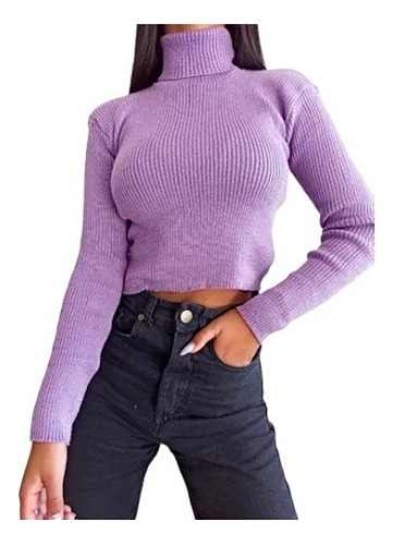 Sweater Mujer Polera Cuello Alto