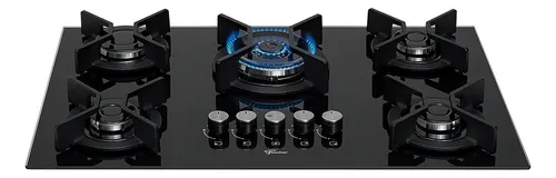Quanto custa 1 hora de gás de cozinha? 3 FISCHER COOKTOP À GÁS 5 BOCAS MESA VIDRO PRETA