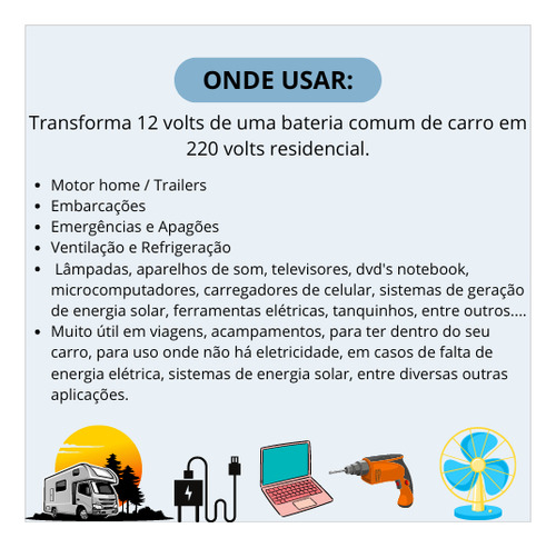 Transforme 12v Em 220v Com O Inversor Knup Kp-546a