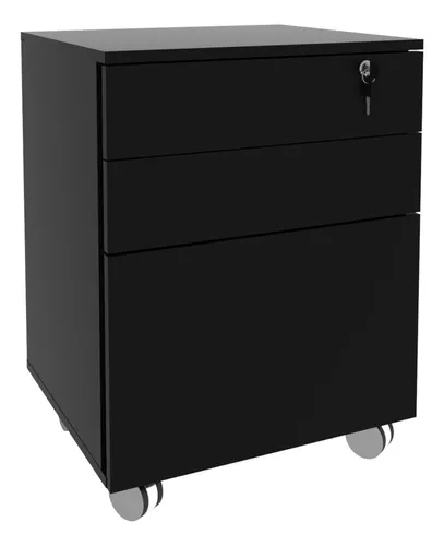 Cajón archivador con llave y ruedas multimóviles Vcr25045, color negro