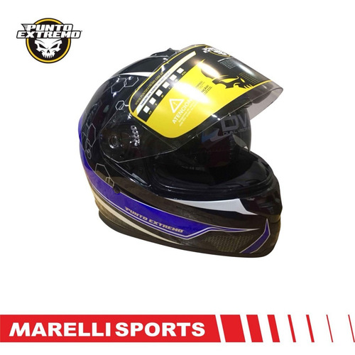 Casco Punto Extremo Ff300 Doble Visor Negro Y Azul