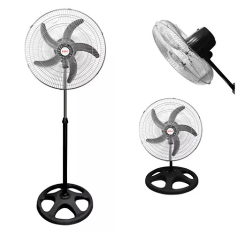 Ventilador 3 en 1 de Pie Turbo Pared 20 Pulgadas 100w Eiffel E-520 negro con 5 palas color plateado de metal 50 Hz 220 V