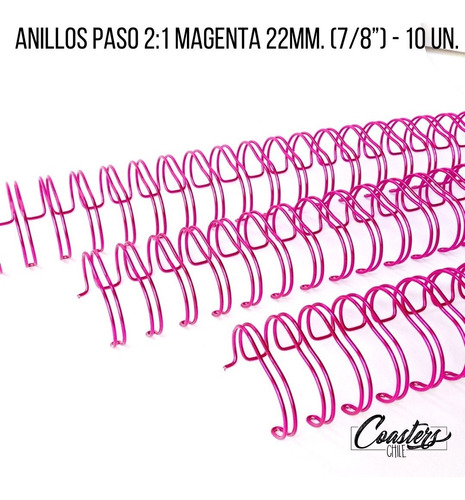 Anillos Doble Cero 2:1 Color Magenta - 22 Mm - 10 Un. Oficio