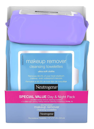 Toallitas Neutrogena Removedoras De Maquillaje, 3 Pack