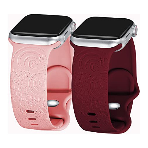 2 Pack Symbol Grabado Sport Strap Compatible Con Apple Watch