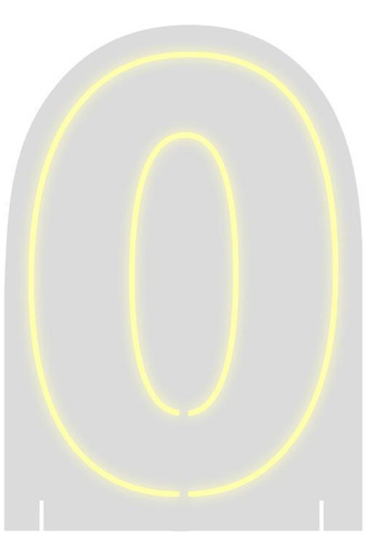 Neon Led Em Acrílico Número Zero Branco Quente 0,50x0,36