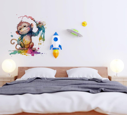 Adorables Calcomanías De Pared De Mono De Mono Para Bebés,