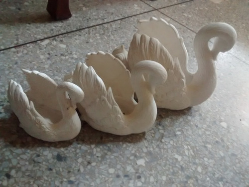 Juego De Cisnes 3pzs Bizcochos De Ceramica