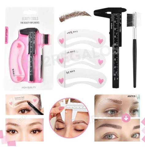 Kit Cejas Microblading 1 Mini Calibre 1 Cepillo 3 Platillas