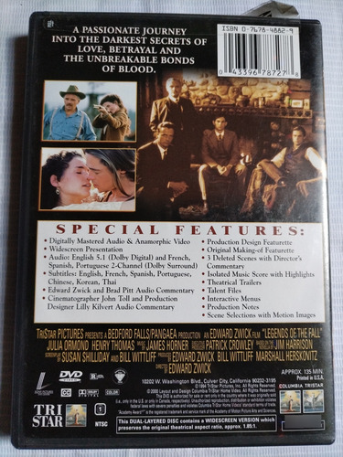 Legends Of The Fall Película Dvd Importado Original (Usado)
