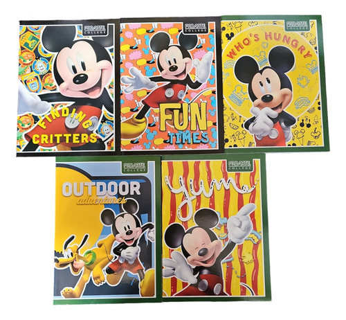 Pack 5 Cuadernos Collage Cuadros Mickey Disney 80 Hojas