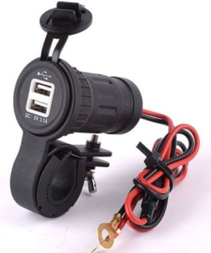 Imagen 1 de 5 de Cargador 2 Usb 5v 3.1a Con Led Y Manillar Para Moto Kube