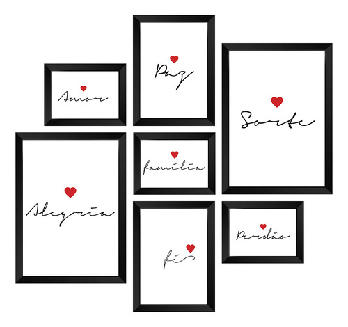 Kit De Quadros Decorativos 7 Peças Frases Inspiração