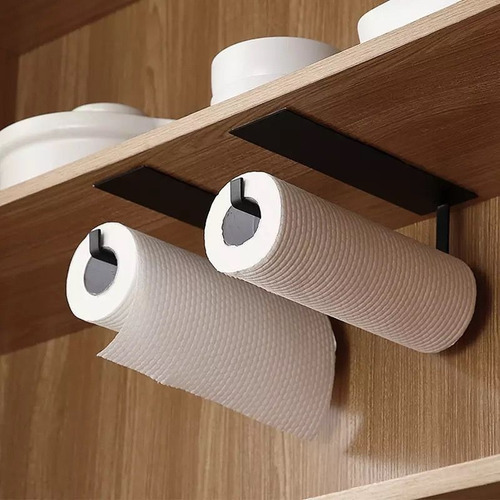 Imagen 3 de 9 de Porta Rollo Papel Toalla De Cocina Soporte Adhesivo Clicshop