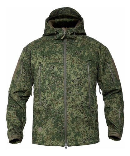 Campera Impermeable Neopreno Pixelado Verde Simil Ejercito