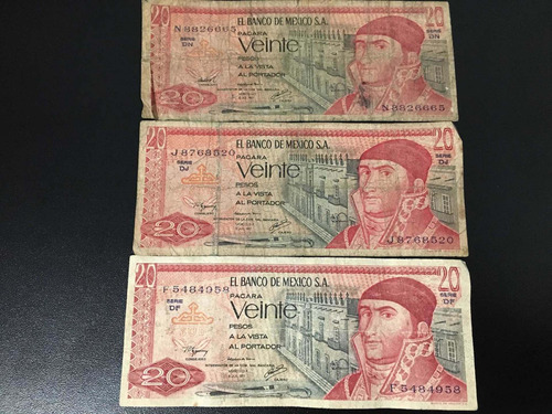 Billete $20 Pesos Mexicanos Año 1977
