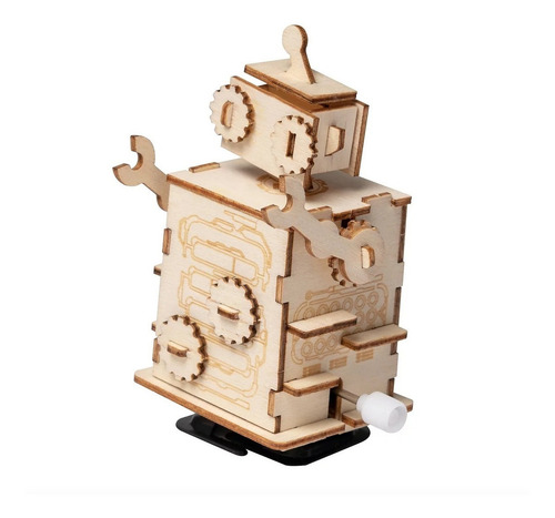 Rompecabezas 3d Juguete Educativo De Madera Robot De Cuerda