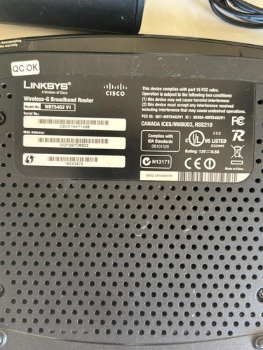 Router Wifi Linksys Cisco Wrt54g2 V1 4 Puertos Fuente Cable (Usado)