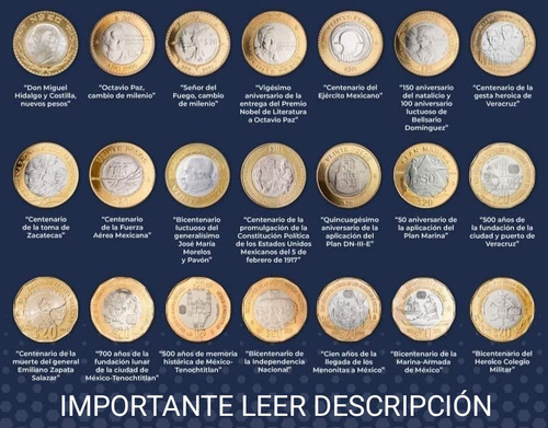 Lote De 6 Monedas De 20 Pesos Escoge Las Que Te Faltan