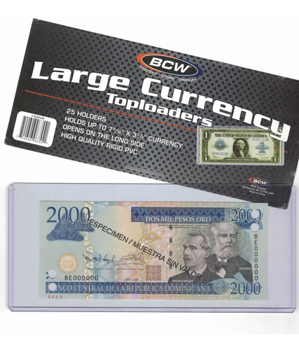 5 Micas Rígidas Bcw Para Billetes Y Cheques Grandes - Largos