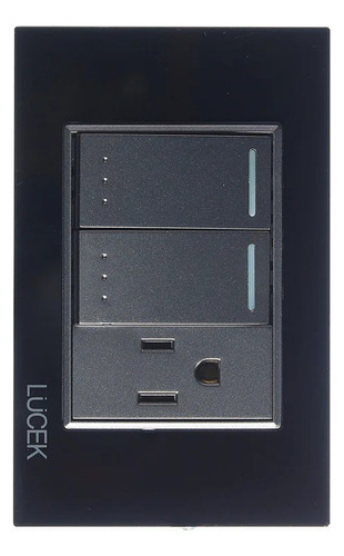 Placa Negra 2 Interruptores Y 1 Contacto Lucek B60600