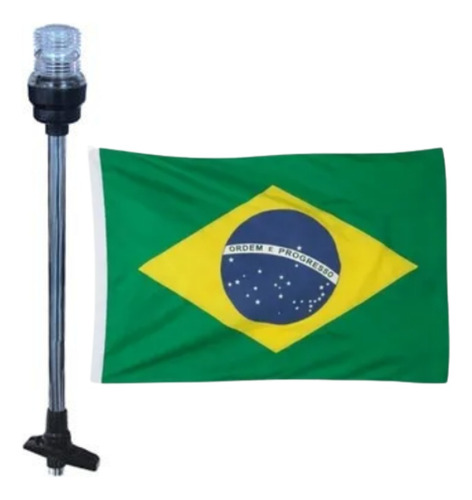 Mastro De Alcançado Popa Luz Led 12v Com Bandeira Do Brasil