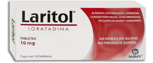 Loratadina 10mg Laritol Antihistamínico Caja Con 10 Tabletas