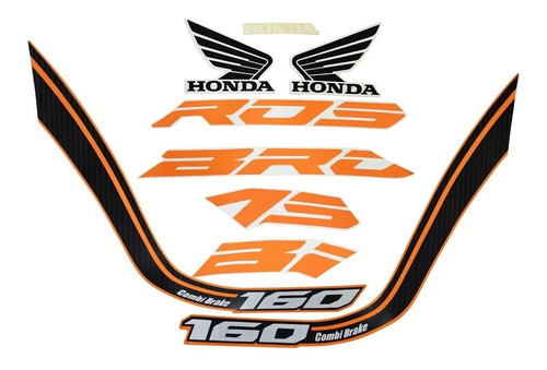 Kit Adesivo Jogo Faixa Moto Honda Bros 160 2018 Esdd Laranja