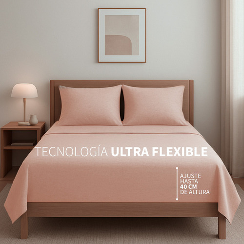 Juego De Sábanas De Camiseta Individual 3 Piezas Tesso Home Color Rosa Diseño De La Tela Liso
