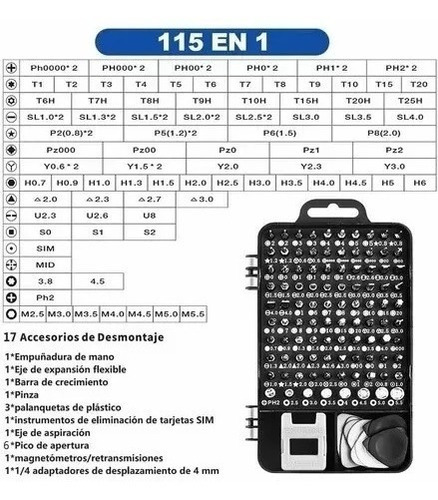 Set 115 Pcs Destornilladores Precisión Torx Magnéticos