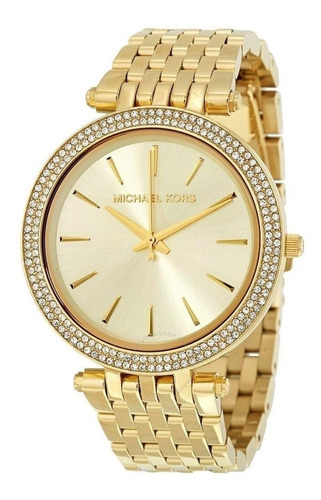 Relógio Michael Kors Mk3191 Darci Glitz Pave Dourado Bizel