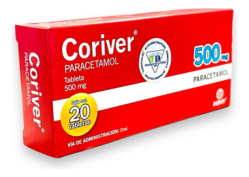 Coriver Paracetamol 500mg C/20 Tabletas Maver