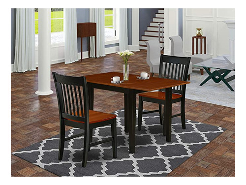 Juego De Mesa De Comedor East West Furniture, Madera, Negro.