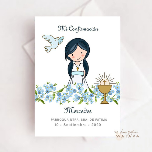Imagen 4 de 10 de Estampas Confirmación Tarjetas Nenas X 4u