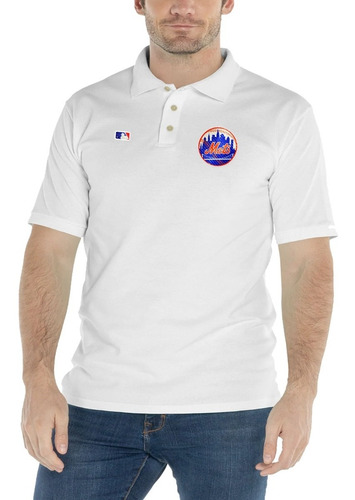 Playera Polo Mlb Mets De Nueva York Logo Holográfico Mod. 01