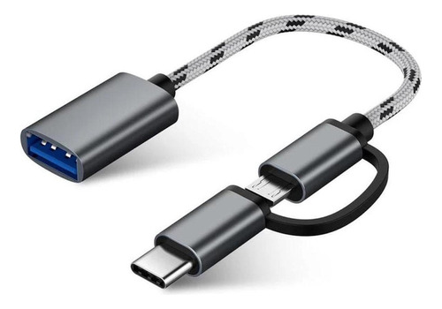 Adaptador Usb Otg Dual (micro Usb Y Typo C) Cuerpo Metalico