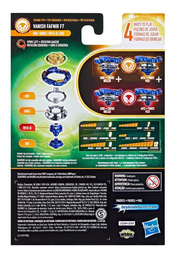 Imagen 3 de 3 de Beyblade Quaddrive Vanish Fafnir F7 Trompo + Lanzador Hasbro