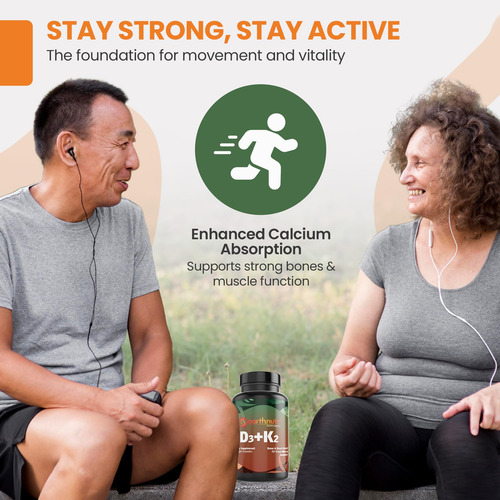Earthnutri Vitamina D3 K2 5000 Iu Con Calcio Y Minerales