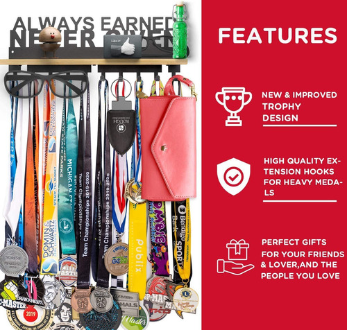 Imagen 4 de 6 de Ibobbish - Soporte Para Medallas Para Trofeos Con Estante De