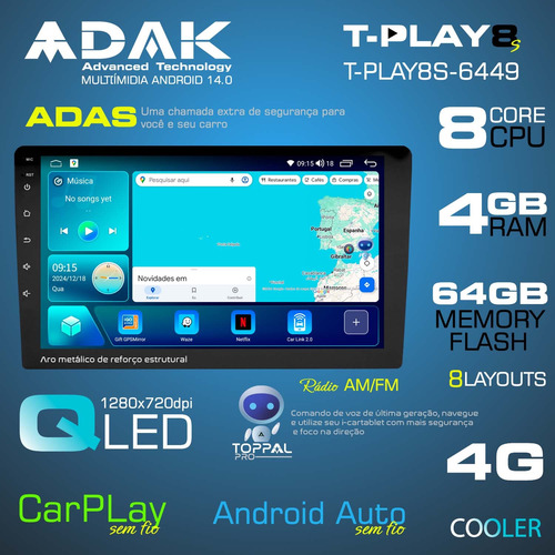 Multimidia Hyundai Creta Android 14 4gb Octacore 9p Voz 4g