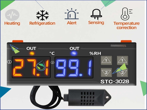 Termohigrómetro Digital Stc3028 Termostato Control Humedad