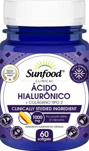 Ácido Hialuronico + Colágeno Tipo 2 60 Caps 1000mg - Sunfood