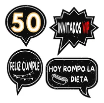 Comprar Kit Imprimible Selfie 100 Diseños Props Cumpleaños 50 Años
