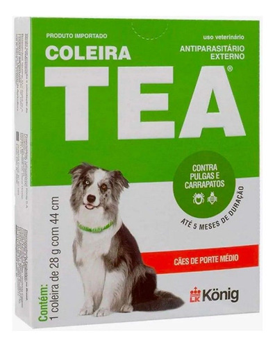 Coleira Antipulgas Tea 327 P/ Cães Porte Médio 28g Konig